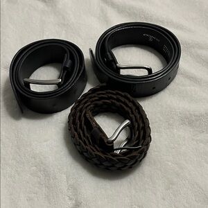 3 Elegant Black and Brown Belts Set